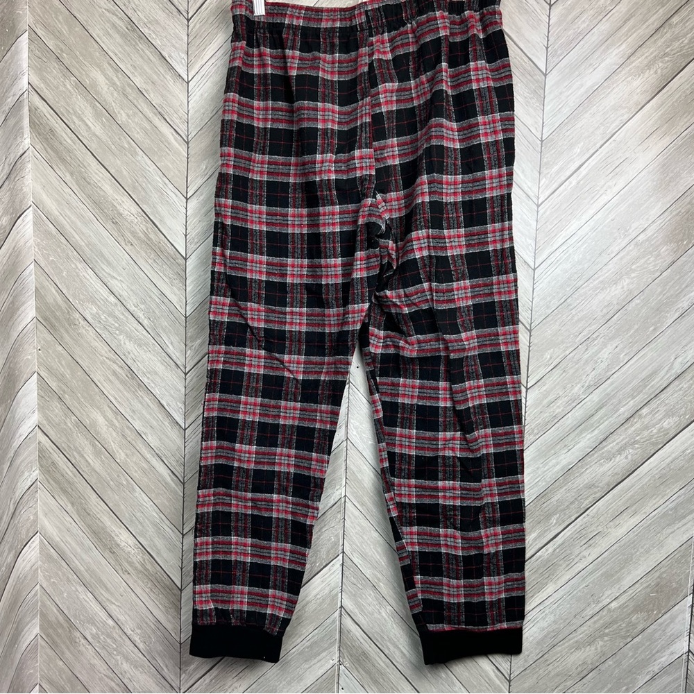 Men's 100% Cotton Flannel Plaid Pajama Pants jogger Red Black L